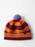 Paul Smith - Pompom Striped Wool Beanie Hat - Mens - Orange Multi