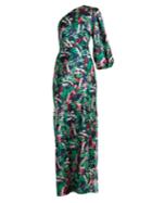 Saloni Lily Floral-print One-shoulder Dress