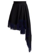 Matchesfashion.com Calvin Klein 205w39nyc - Fringed Asymmetric Wool Skirt - Womens - Navy