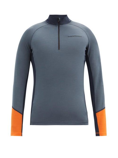 Matchesfashion.com Peak Performance - Magic Zipped Merino Wool-blend Base Layer Top - Mens - Blue
