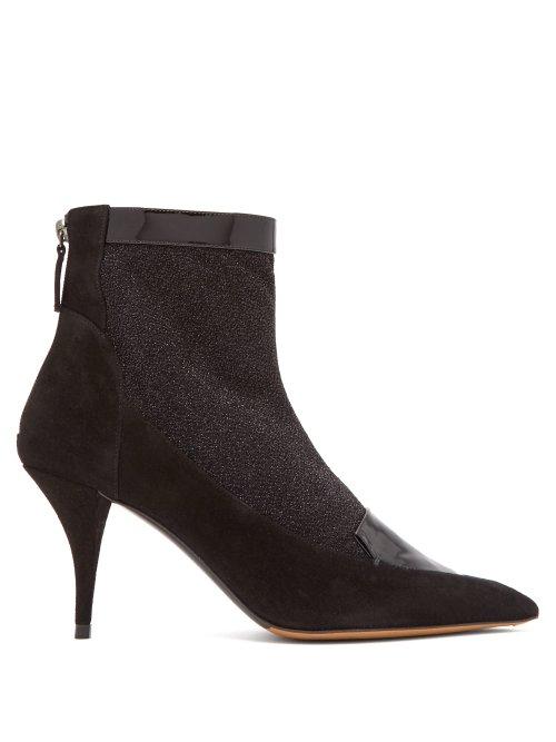 Matchesfashion.com Tabitha Simmons - Alana Glittered Suede Ankle Boots - Womens - Black