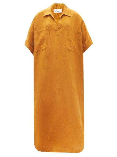Matchesfashion.com Raey - Patch-pocket Linen Smock Dress - Womens - Bronze