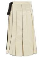 Matchesfashion.com Sara Lanzi - Pleated Cotton Twill Midi Skirt - Womens - Ivory