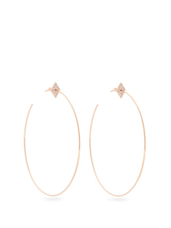Diane Kordas Diamond & Rose-gold Geometric Earrings
