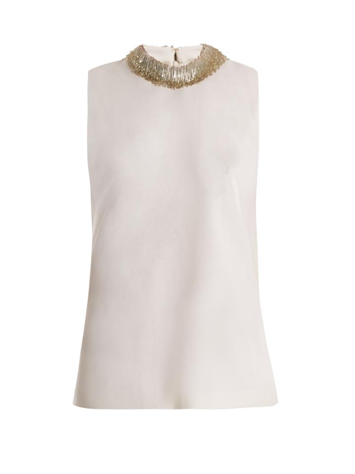 Goat Fig Bead-embellished Sleeveless Wool Top