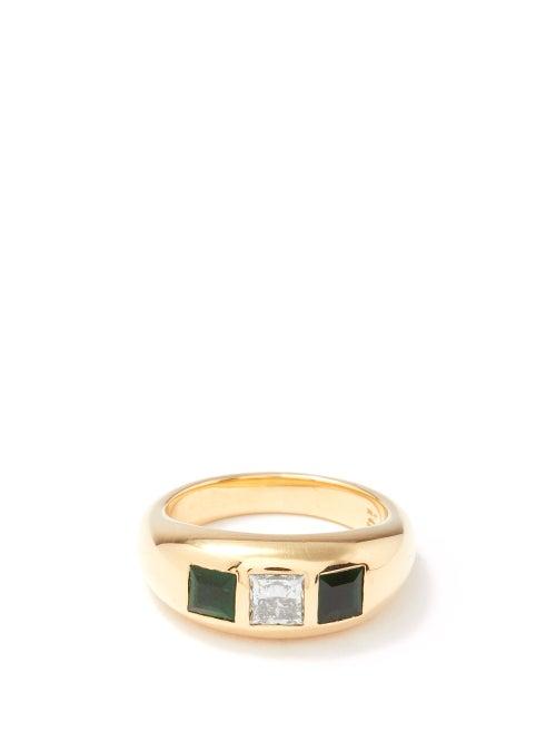 Jade Jagger - Diamond, Emerald & 18kt Gold Ring - Womens - Green Gold