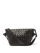 Bottega Veneta - Snap Intrecciato-leather Shoulder Bag - Womens - Black