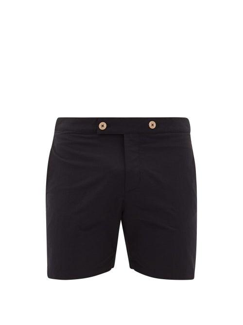 Matchesfashion.com Apnee - Enzo Buttoned Swim Shorts - Mens - Black