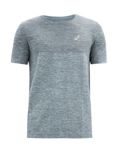 Matchesfashion.com Asics - Race Reflective-logo Seamless Jersey T-shirt - Mens - Blue Multi