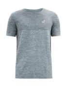 Matchesfashion.com Asics - Race Reflective-logo Seamless Jersey T-shirt - Mens - Blue Multi
