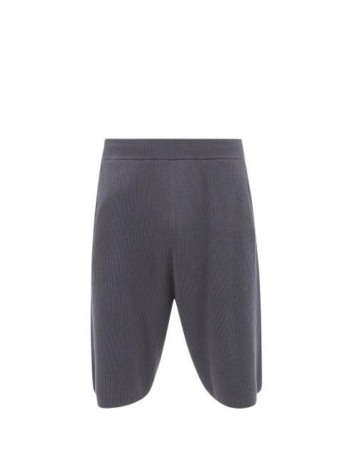 Auralee - Ribbed-knit Cotton Shorts - Mens - Blue