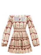 Agua By Agua Bendita - Avena Garza Floral-print Cotton-poplin Mini Dress - Womens - Ivory Multi