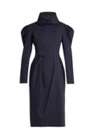 A.w.a.k.e. Funnel-neck Pinstriped Brushed-cotton Dress