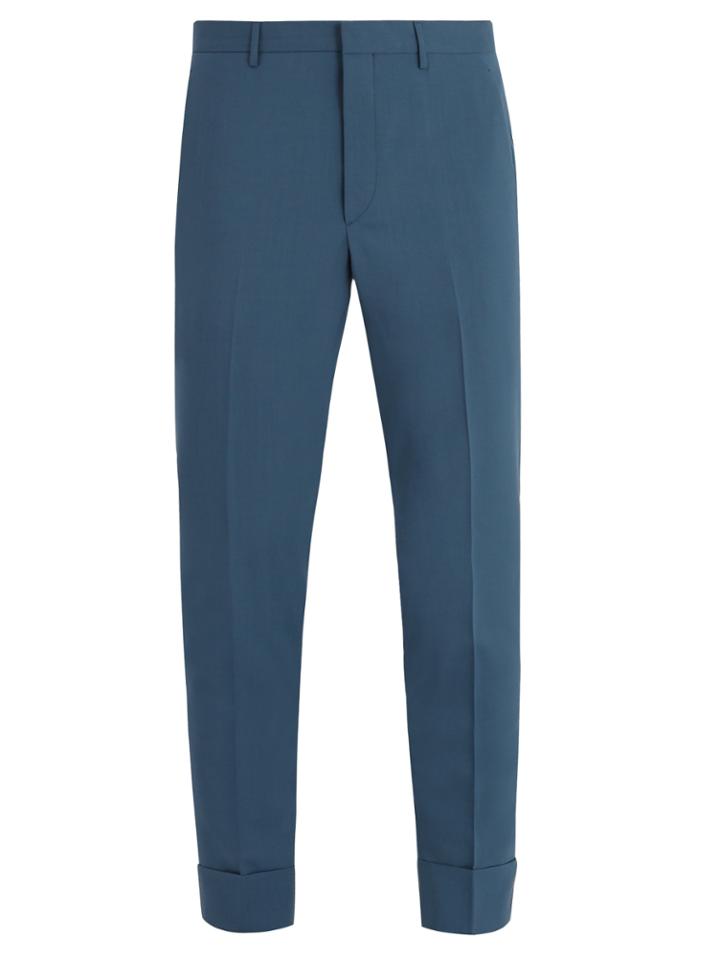 Prada Turned-up Cuff Wool Mohair-blend Trousers