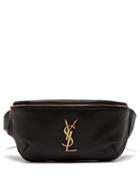 Matchesfashion.com Saint Laurent - Monogram Plaque Grained Leather Belt Bag - Womens - Black
