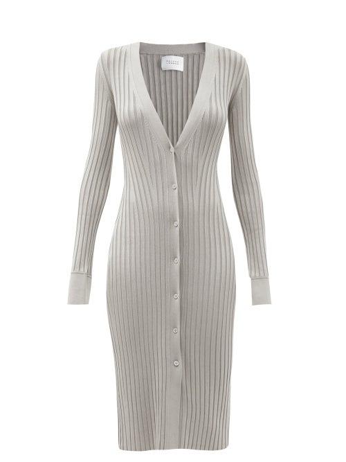 Ladies Rtw Galvan - Rhea Rib-knitted Cardigan Dress - Womens - Silver