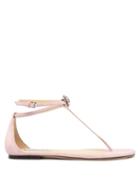 Matchesfashion.com Jimmy Choo - Afia Crystal Embellished Suede Sandals - Womens - Light Pink