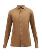 Ermenegildo Zegna - Cotton-blend Twill Shirt - Mens - Brown