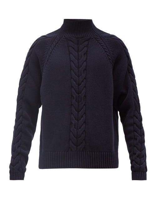 Nanushka - Saul Cable-knit Organic Cotton-blend Sweater - Mens - Navy