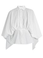 Palmer/harding Open-back Gathered-waist Cotton-blend Shirt