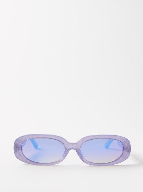 Linda Farrow - Cara Oval Glitter-acetate Sunglasses - Womens - Purple