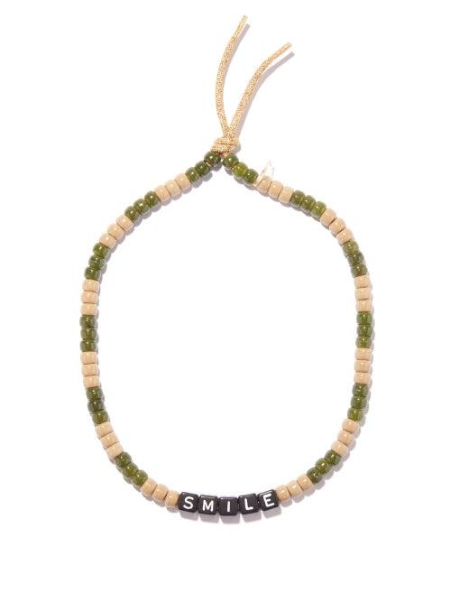 Lauren Rubinski - Smile Bead And Lurex Necklace - Womens - Brown Multi