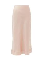Matchesfashion.com Lee Mathews - Stella Raw Edged Silk Satin Slip Skirt - Womens - Light Pink