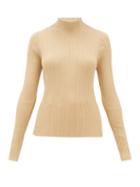 Matchesfashion.com Acne Studios - Katina High-neck Ribbed Cotton-blend Sweater - Womens - Beige