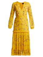 Matchesfashion.com Saloni - Devon Sequinned Silk Georgette Dress - Womens - Yellow