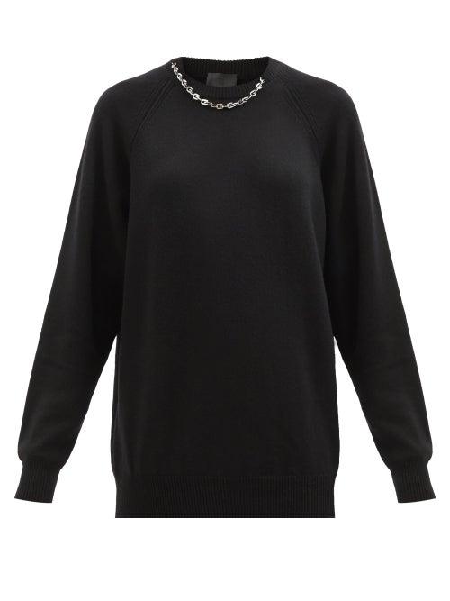 Ladies Rtw Givenchy - Chain-embellished Cashmere Sweater - Womens - Black
