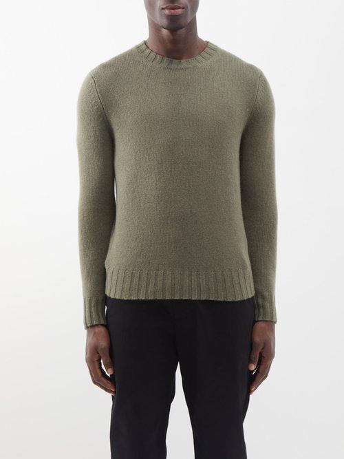 Allude - Crew-neck Cashmere Sweater - Mens - Green