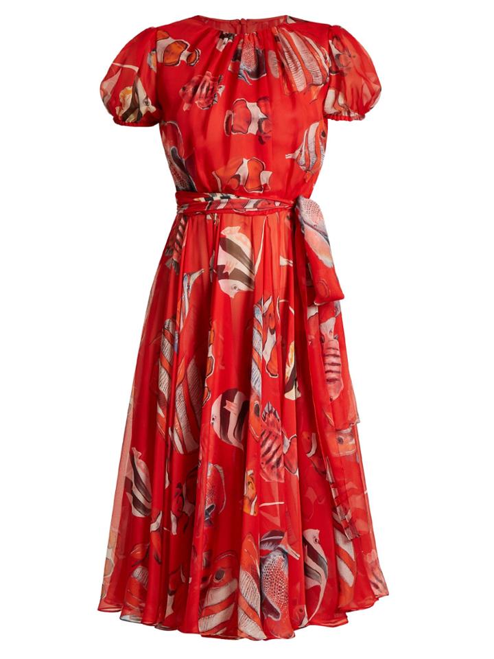 Dolce & Gabbana Fish-print Round-neck Dress