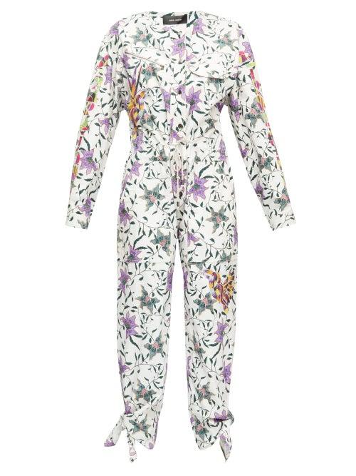 Matchesfashion.com Isabel Marant - Gigi Embroidered Floral-print Jumpsuit - Womens - White Multi