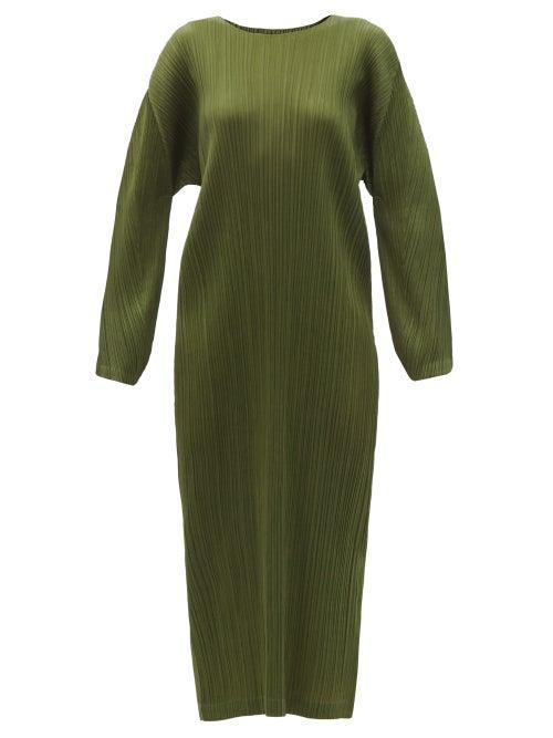 Matchesfashion.com Pleats Please Issey Miyake - Technical-pleated Longline Dress - Womens - Khaki