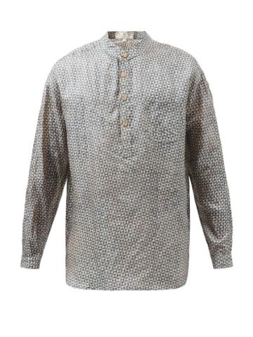 Smr Days - Jondal Geometric-print Cotton Shirt - Mens - Navy Multi