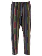 Matchesfashion.com South2 West8 - Striped Drawstring-waist Cotton-poplin Trousers - Mens - Navy