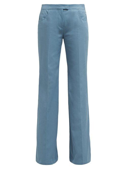 Matchesfashion.com Franoise - Flared Leg Cotton Twill Trousers - Womens - Blue