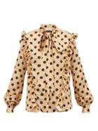 Matchesfashion.com Preen By Thornton Bregazzi - Elise Ruffled Polka Dot Print Satin Blouse - Womens - Nude Multi