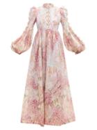 Matchesfashion.com Zimmermann - Botanica Floral Linen-blend Organza Maxi Dress - Womens - Pink Print
