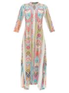 Lolita Jaca - Alicia Embroidered Silk-chiffon Maxi Dress - Womens - Multi