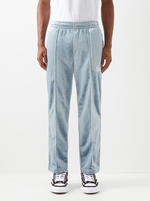 Icecream - Logo-embroidered Velour Track Pants - Mens - Light Blue