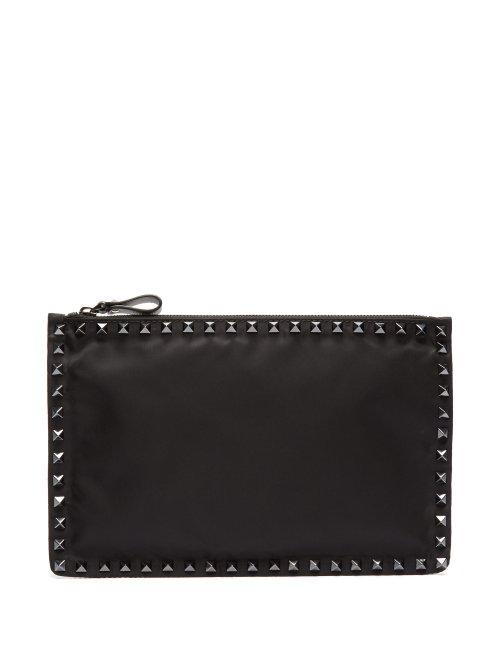 Matchesfashion.com Valentino - Rockstud Nylon Pouch - Mens - Black