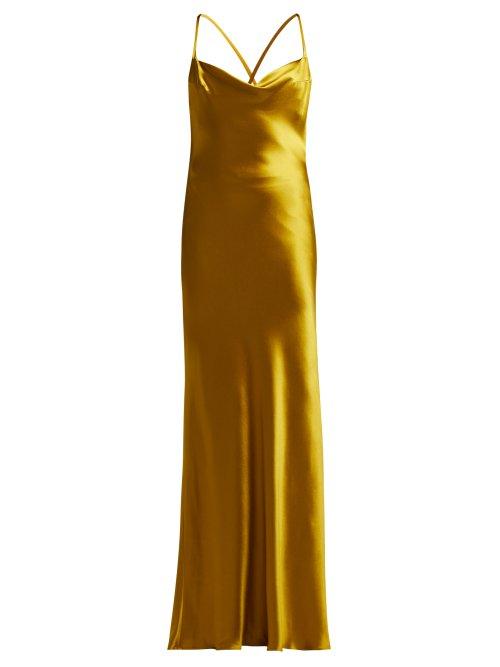 Matchesfashion.com Galvan - Whiteley Bias Cut Silk Satin Dress - Womens - Green