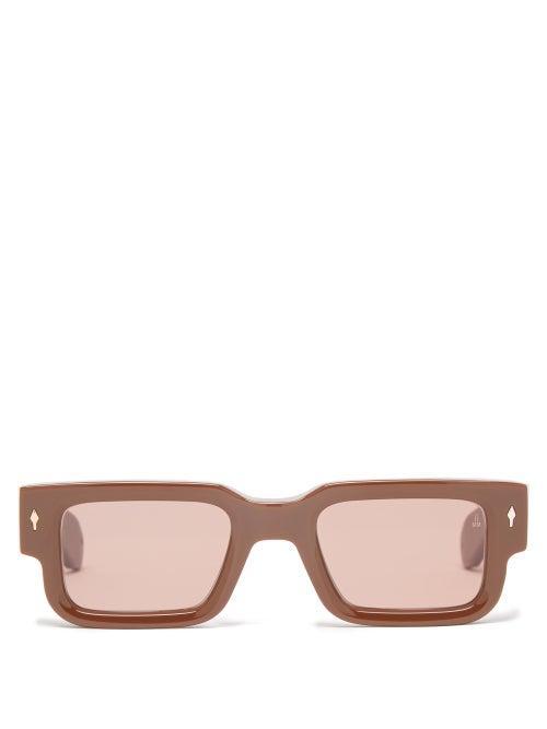 Jacques Marie Mage - Ascari Rectangular Acetate Sunglasses - Womens - Brown