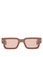 Jacques Marie Mage - Ascari Rectangular Acetate Sunglasses - Womens - Brown