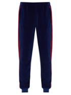 Matchesfashion.com Gucci - Web Stripe Velvet Track Pants - Mens - Blue Multi