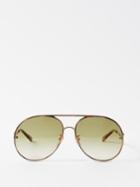 Chlo Eyewear - Austine Aviator Metal Sunglasses - Womens - Gold Multi
