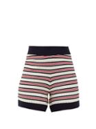 Matchesfashion.com Odyssee - Liberte Striped Knitted Shorts - Womens - Red Stripe