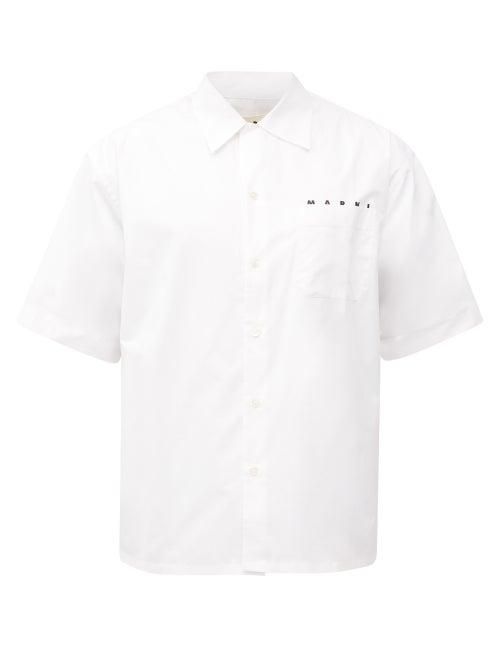 Matchesfashion.com Marni - Logo-print Cotton-poplin Shirt - Mens - White
