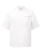 Matchesfashion.com Marni - Logo-print Cotton-poplin Shirt - Mens - White